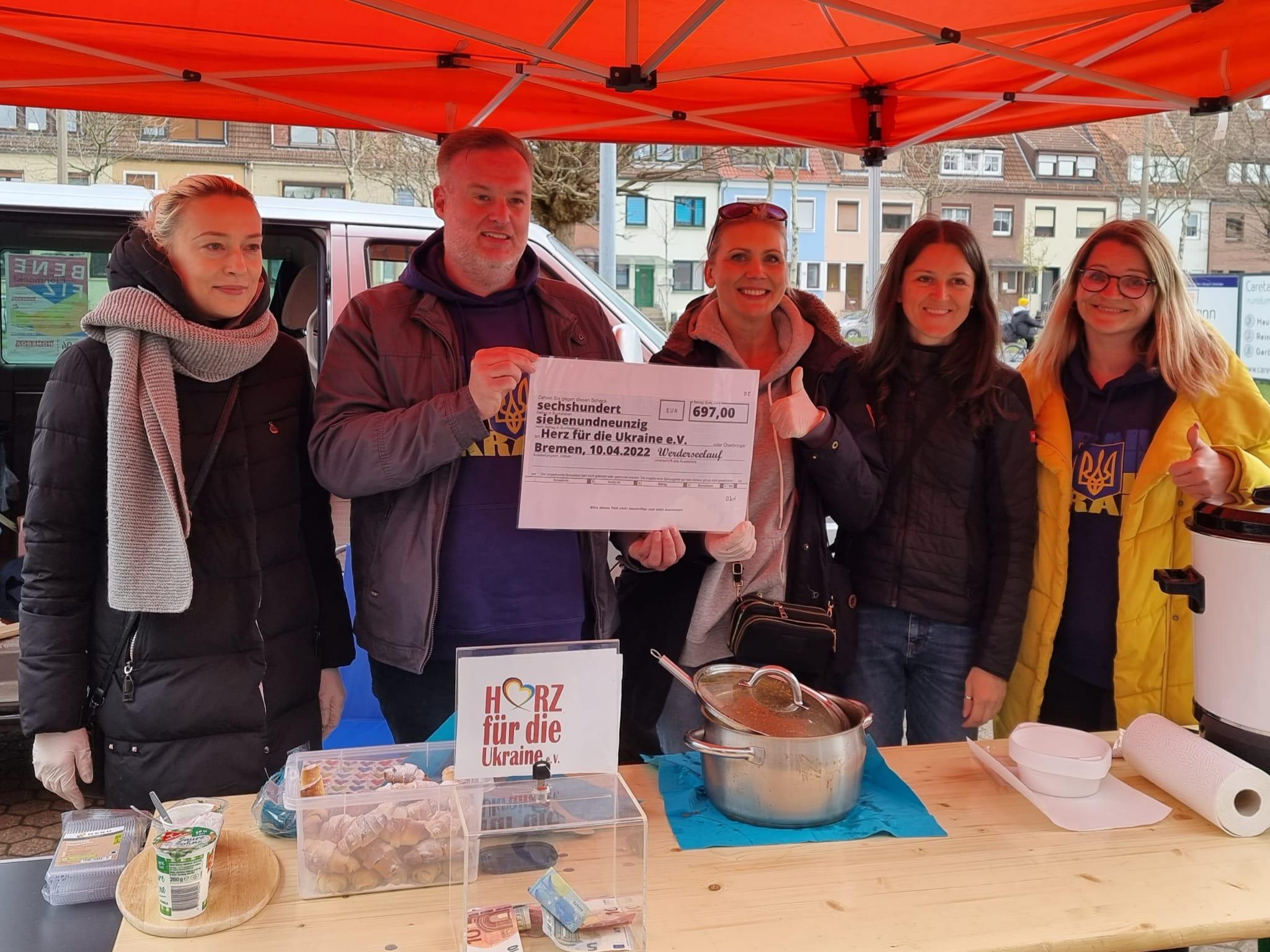 Teilnehmende beim 2. WERDERSEELAUF spenden 697 € für den Verein HERZ FÜR DIE UKRAINE e.V.